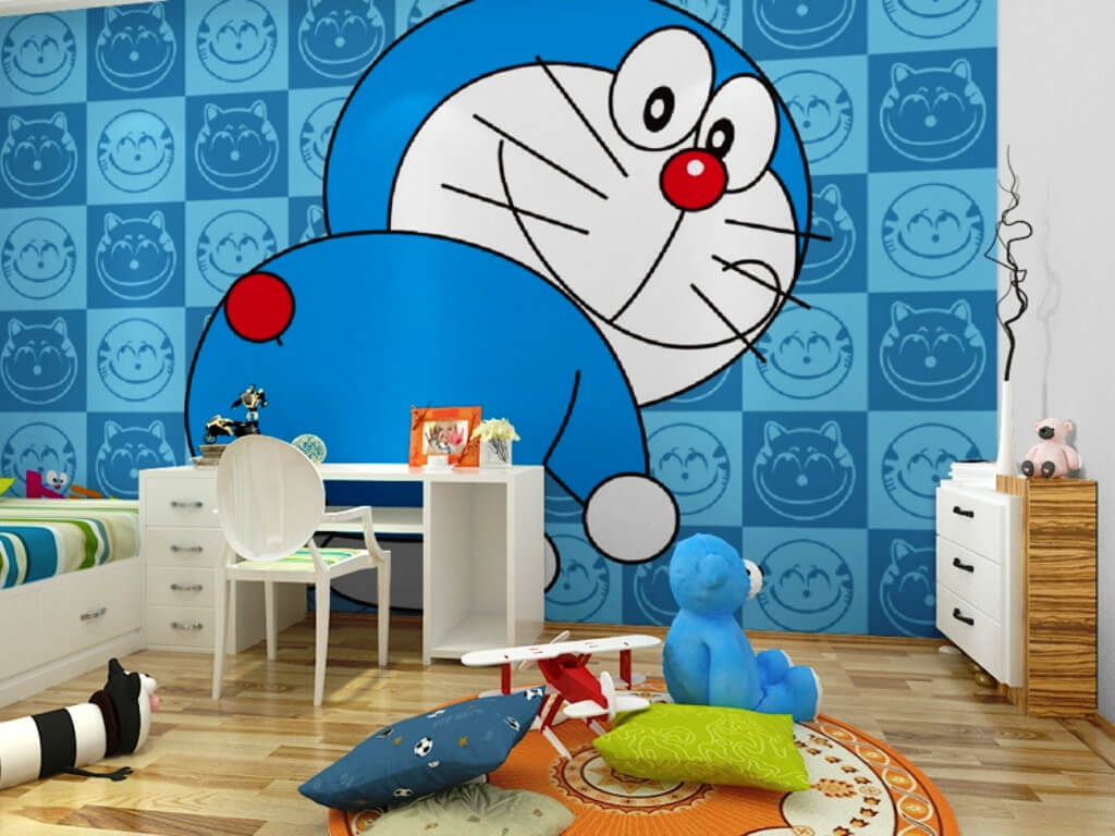 phòng học trang trí hình doraemon