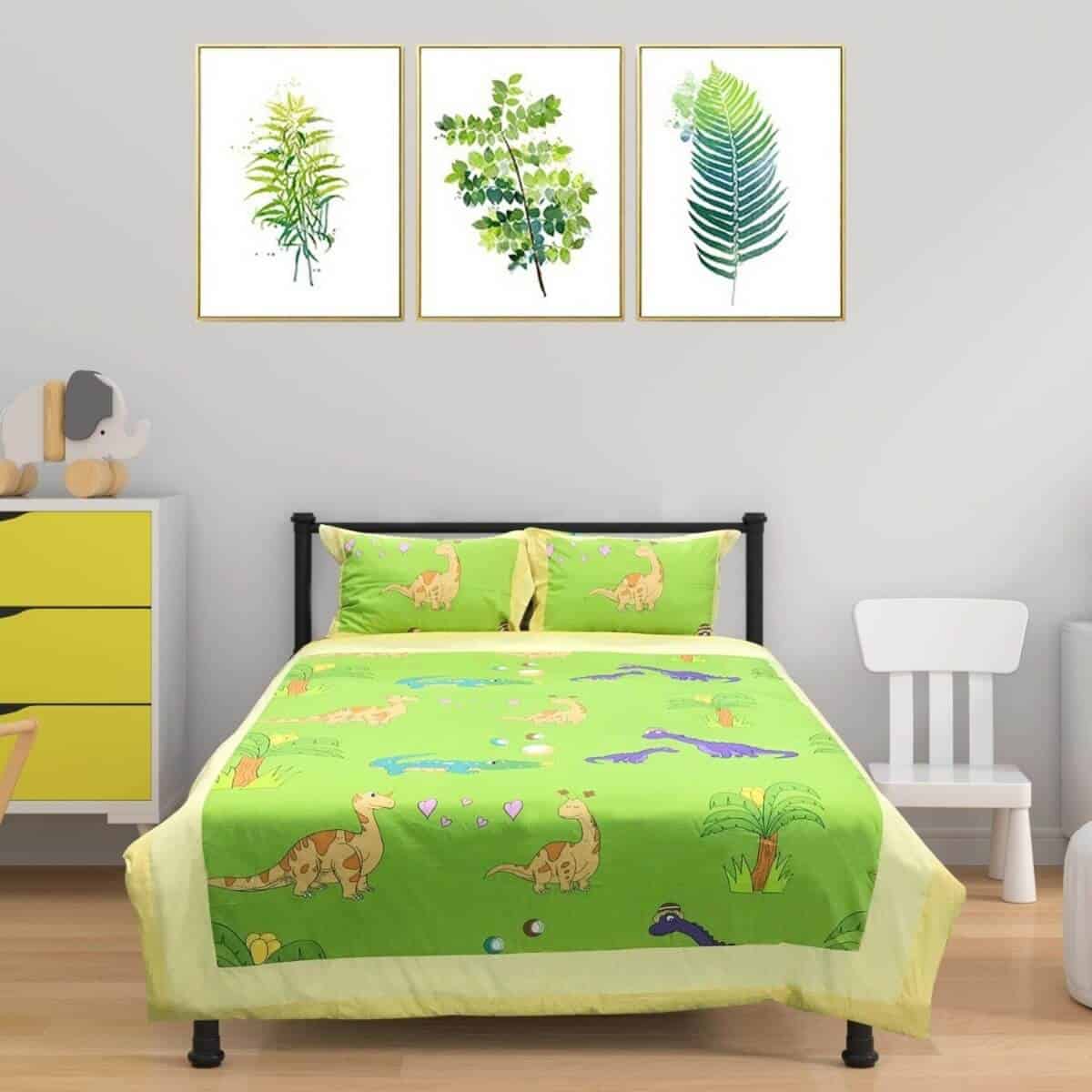 bộ đồ giường màu xanh lá cây