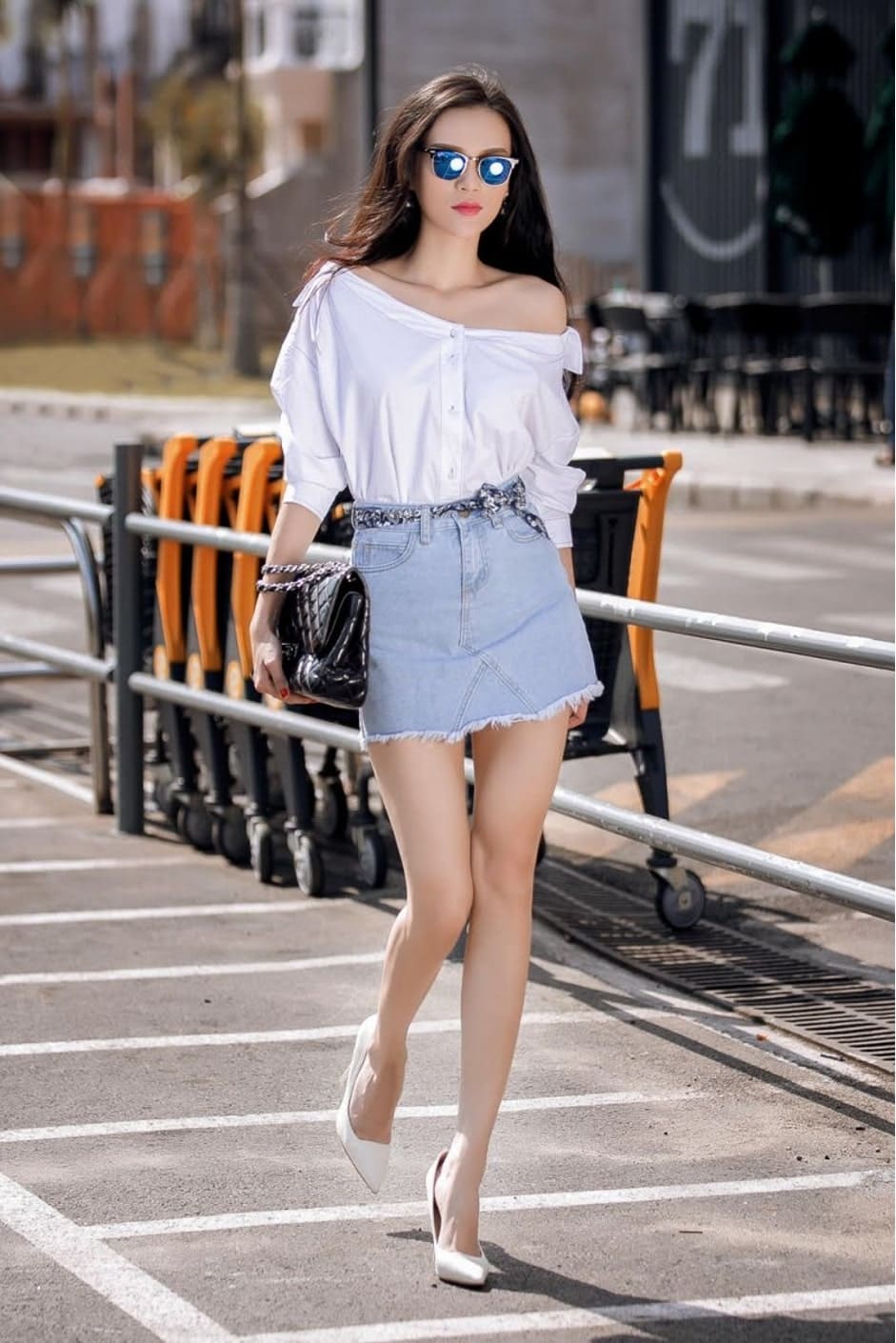 cách phối đồ với quần jean ngắn