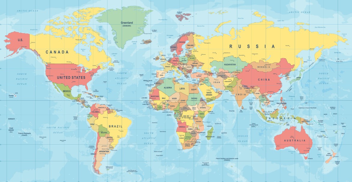 nhìn vào bản đồ thế giới
