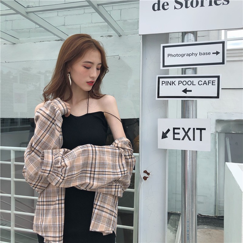 áo sơ mi oversized kẻ sọc  AM1304  ĐỎ  thoitrangxitincom