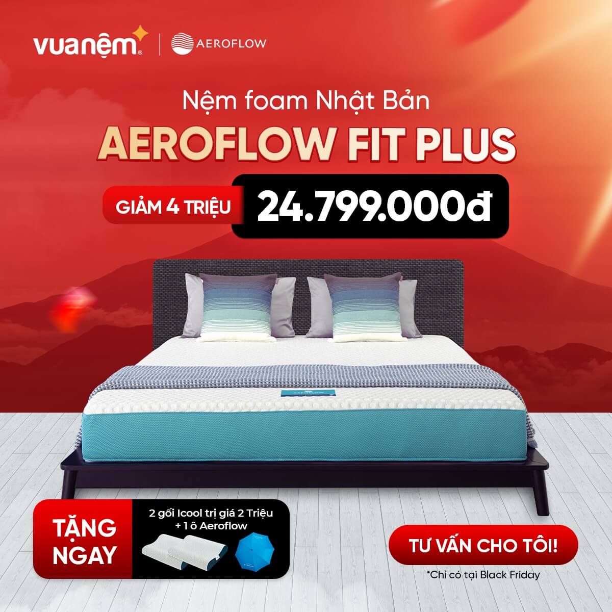 Nệm Foam Nhật Bản Aeroflow Fit Plus