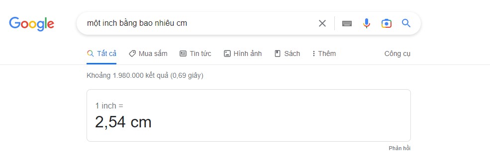 Chuyển đổi đơn vị inch