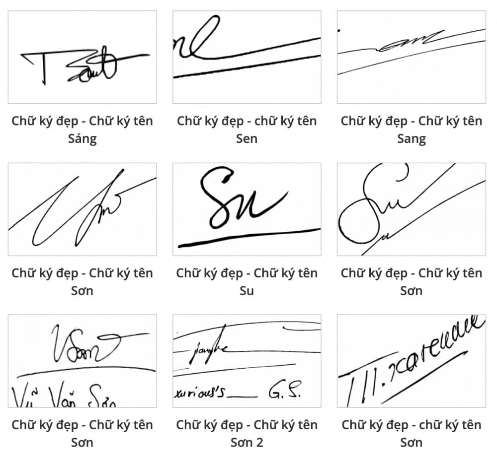Chữ ký cho tất cả những người mang tên chính thức bằng văn bản “S”