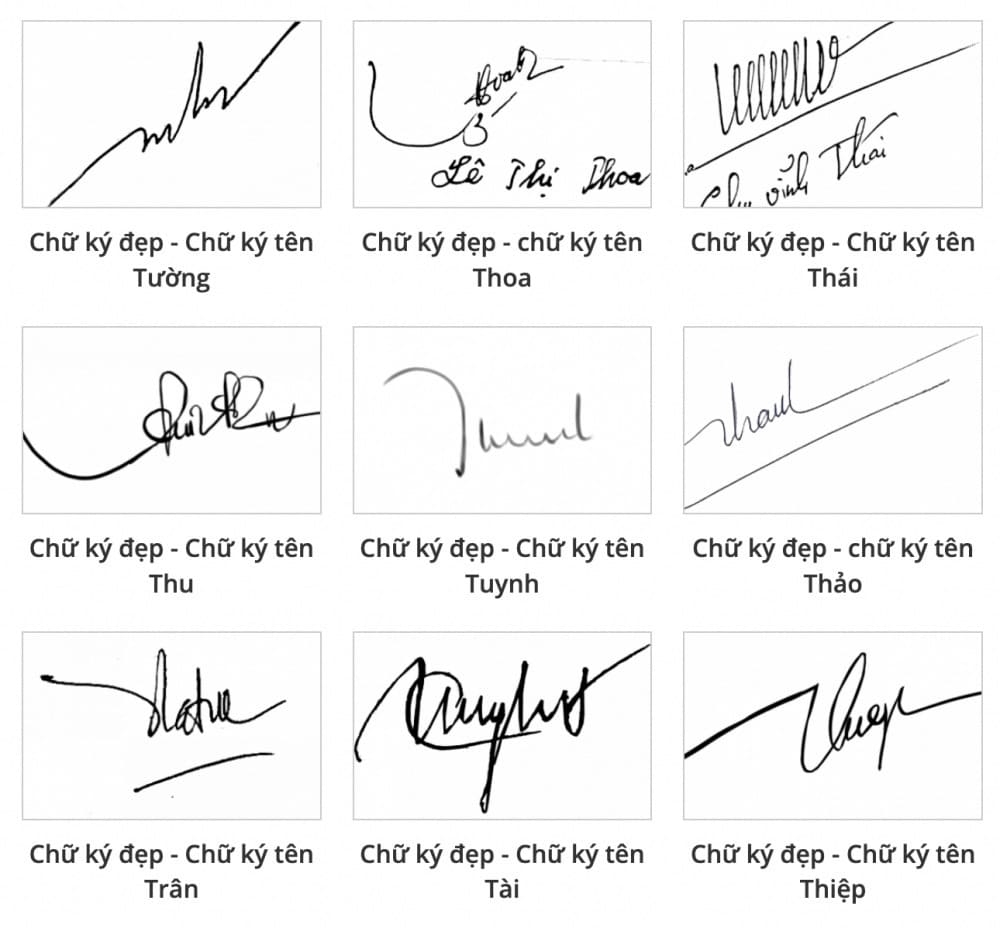 Chữ ký cho tất cả những người mang tên chính thức bằng văn bản “T”