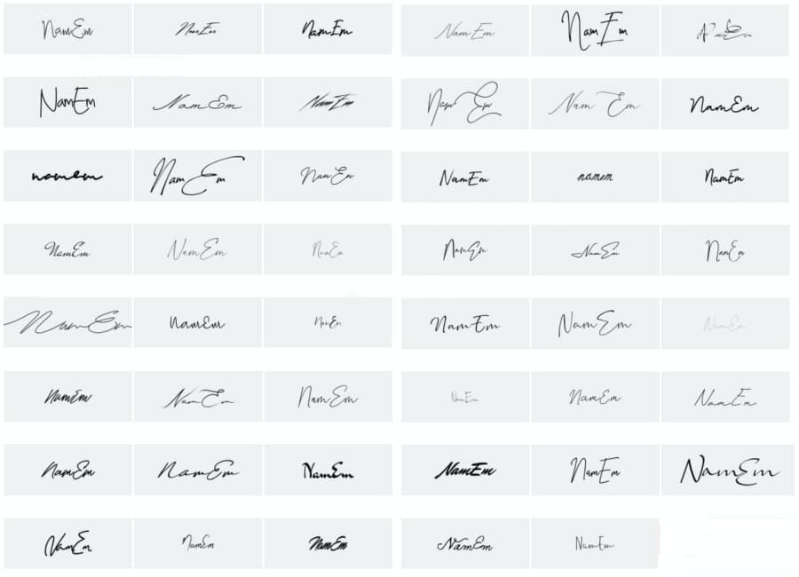 Mẫu chữ ký cho tất cả những người thương hiệu chính thức với chữ “E”